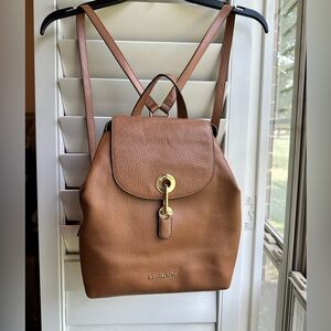 Gently Used Michael Kors Raven Leather Backpack Purse - Acorn
